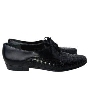 "Trotters" Black Tailored Lila Oxford/Flat/Loafer Size 7S (Slim)